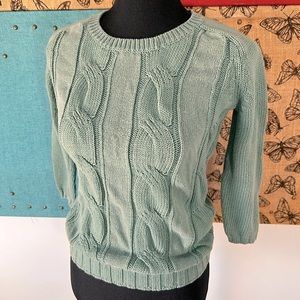 Boden Cable Knit Sweater Green Blue Aqua Womens Small